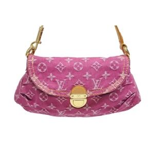 Louis Vuitton Shoulder Pleaty Hobo pink denim One bag Monogram